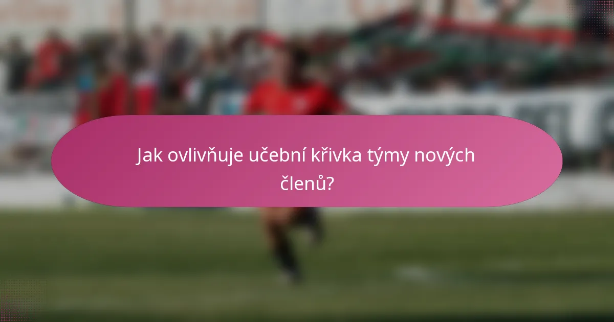 Jak ovlivňuje učební křivka týmy nových členů?