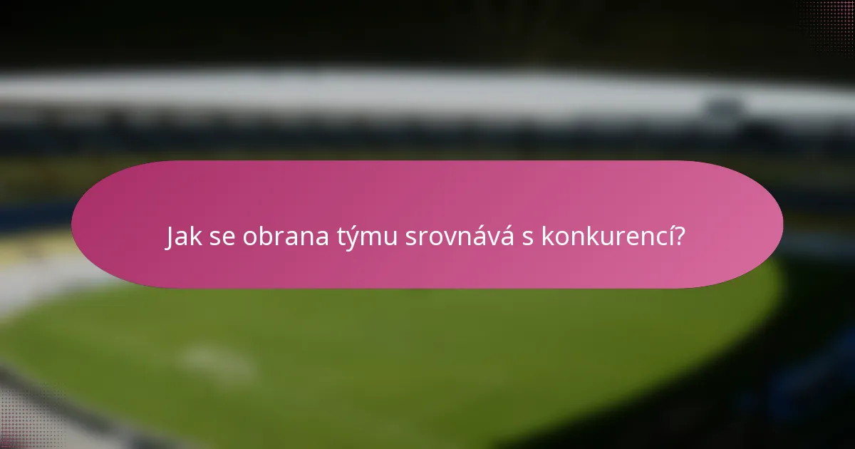 Jak se obrana týmu srovnává s konkurencí?