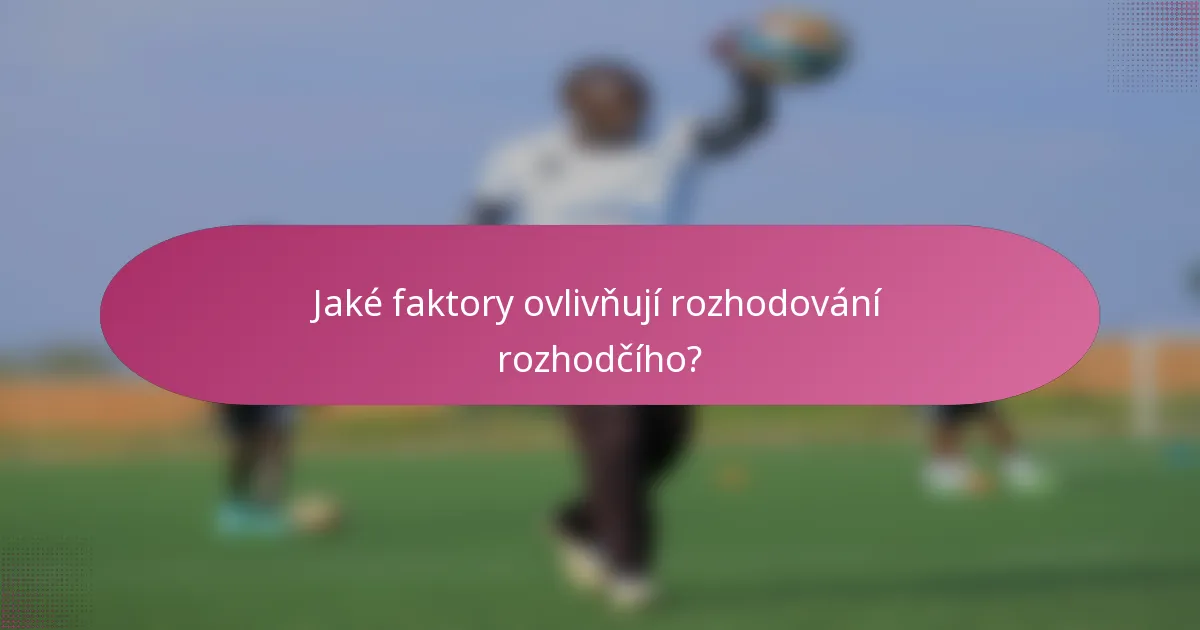 Jaké faktory ovlivňují rozhodování rozhodčího?