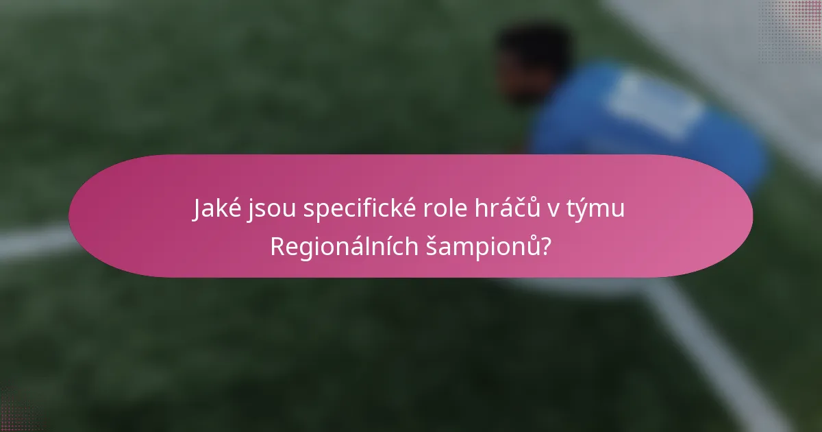Jaké jsou specifické role hráčů v týmu Regionálních šampionů?