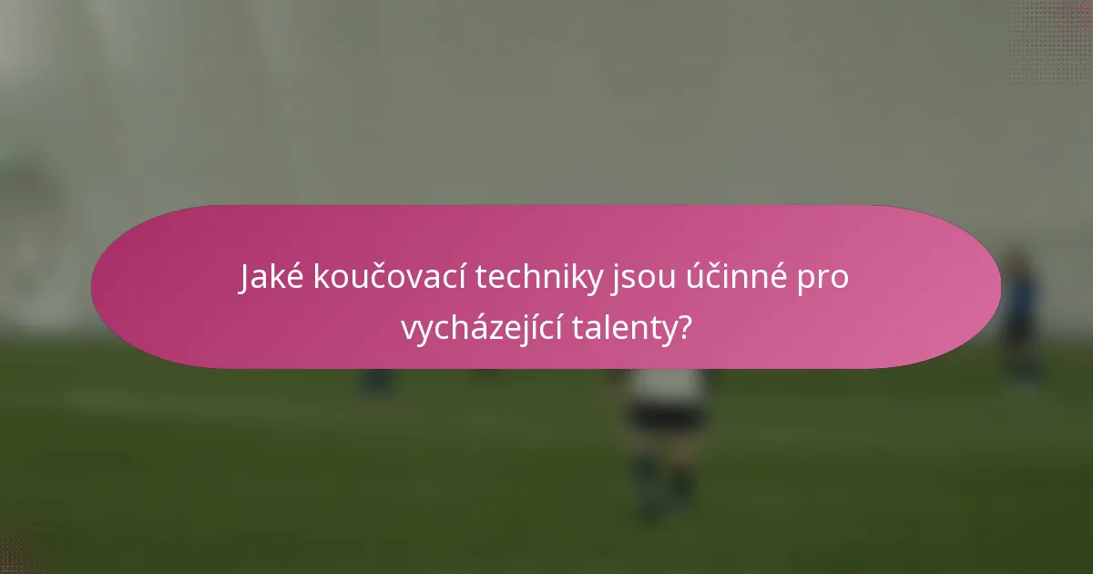 Jaké koučovací techniky jsou účinné pro vycházející talenty?