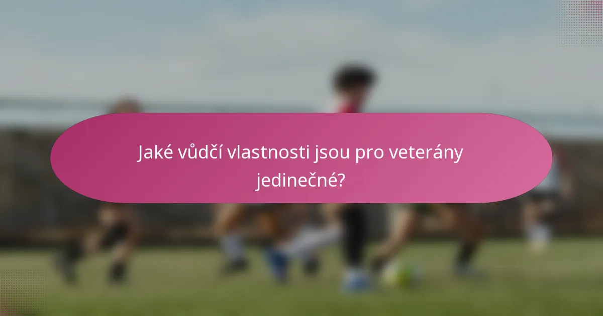 Jaké vůdčí vlastnosti jsou pro veterány jedinečné?