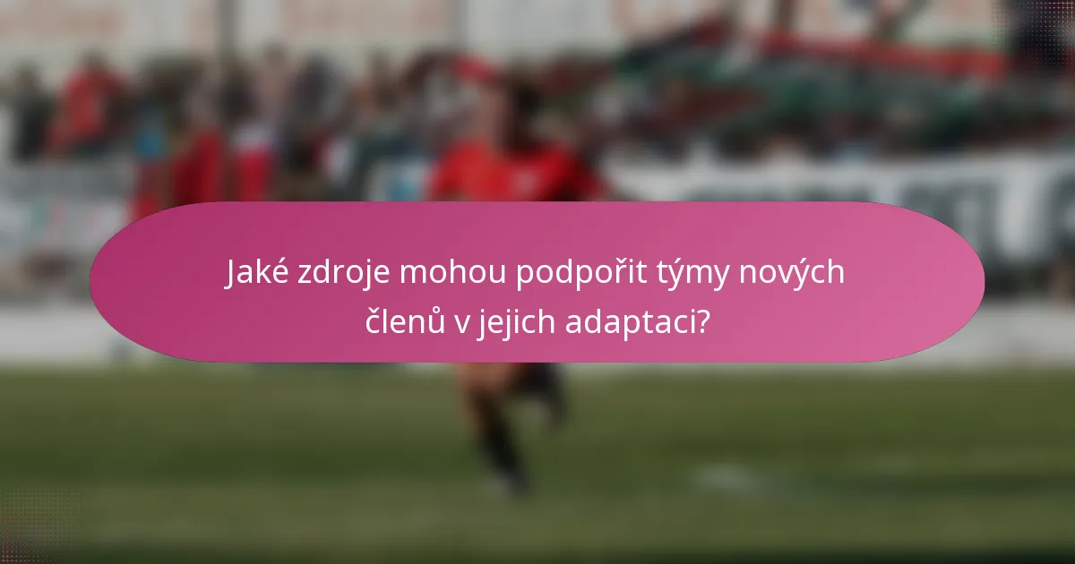 Jaké zdroje mohou podpořit týmy nových členů v jejich adaptaci?