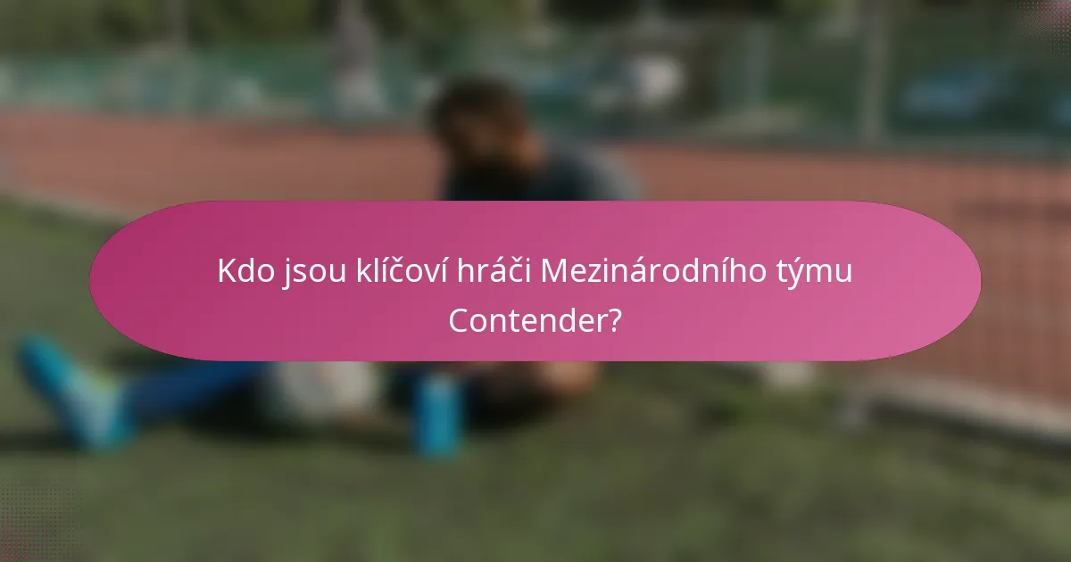 Kdo jsou klíčoví hráči Mezinárodního týmu Contender?
